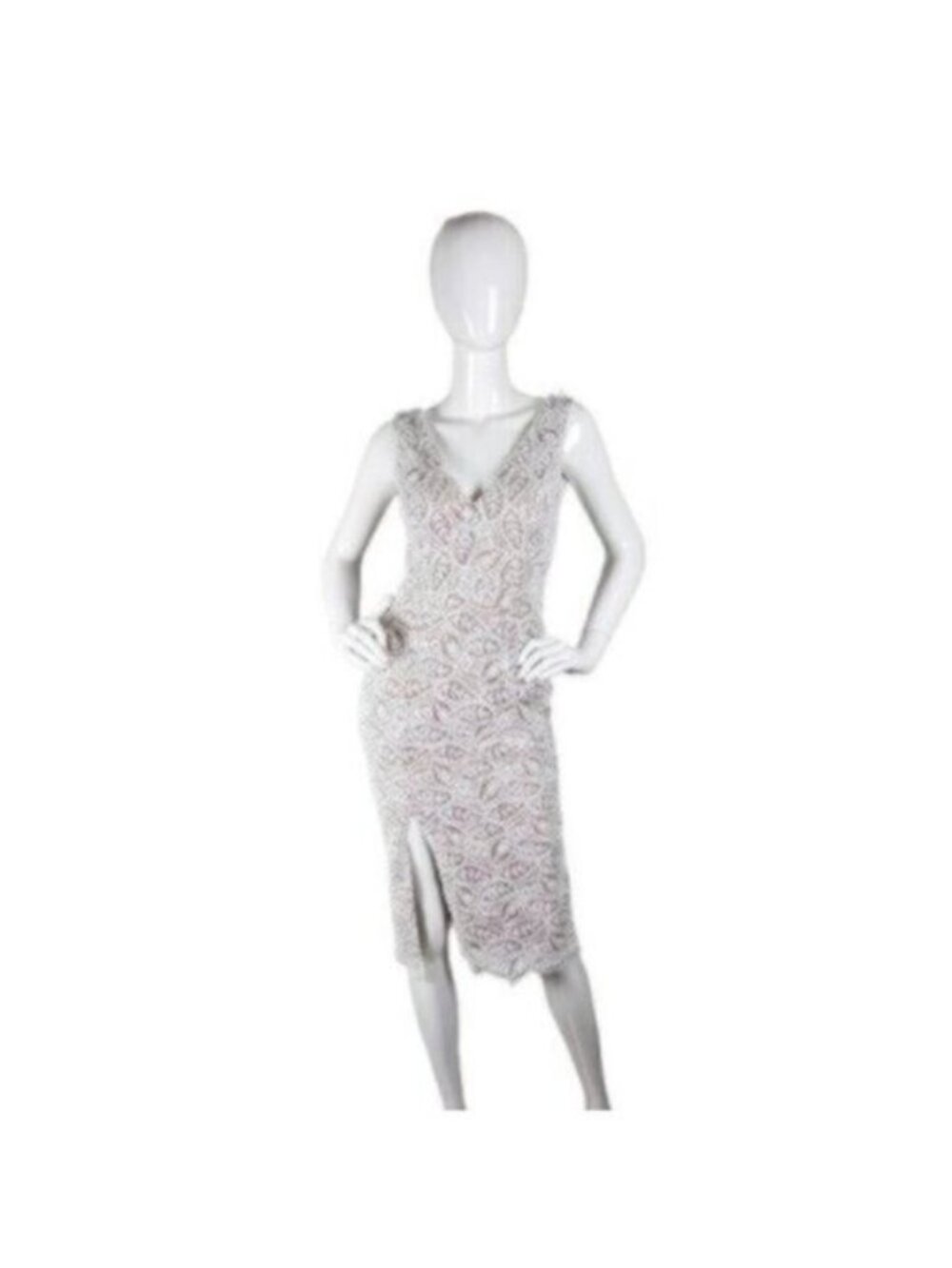 Dress The Population Judith Lace V-neck Sheath Dress Off White And Nude Size XS